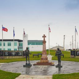A picture of the Conception Bay South Monument of Honour, which stands in front of the Town Hall.
